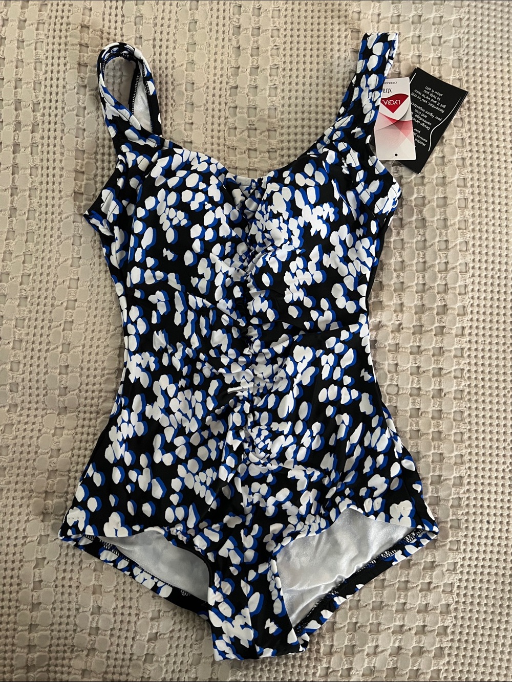 Maxine of Hollywood Black White and Blue Printed One-Piece Swimsuit